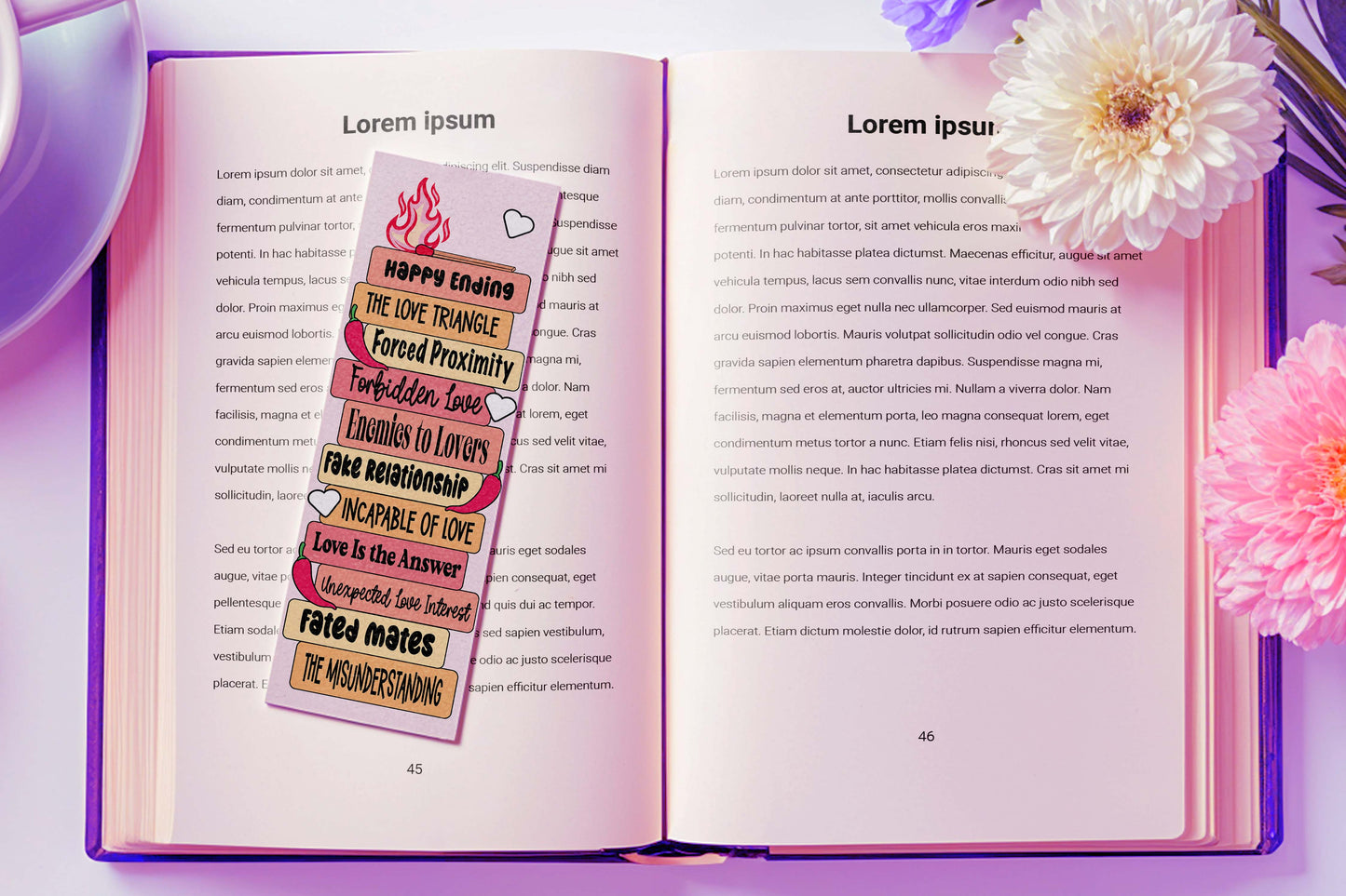 Romance tropes bookmark